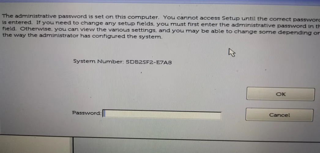 Need bios unlock Password